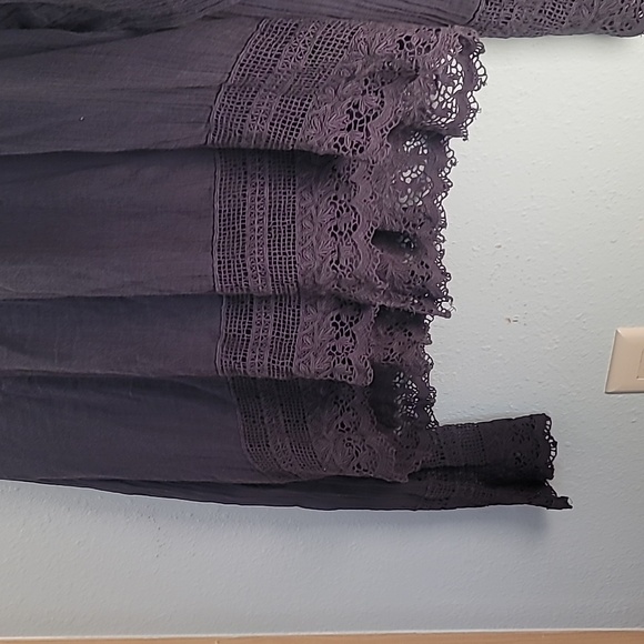 FP One Free People Woman's S Blue Sheer Cardigan Tie Front Ruffle Long Sleeves - Picture 7 of 8